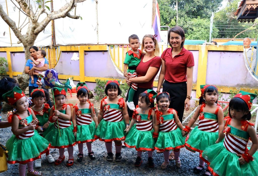 Students and teachers at a school community event